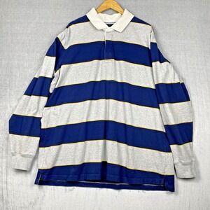 Lands' End Blue and Gray Striped Polo Shirt